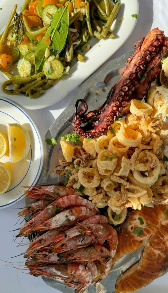 Fresh seafood stalls in Essaouira harbor