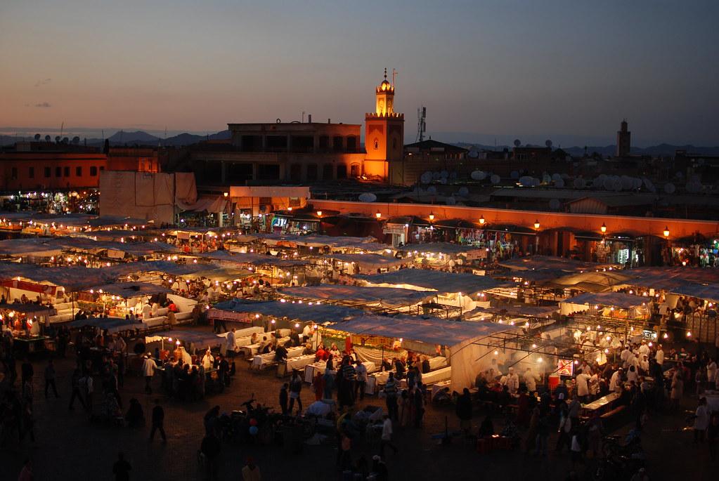 Jemaa el-Fnaa market in Marrakech during Morocco in Ramadan iftar