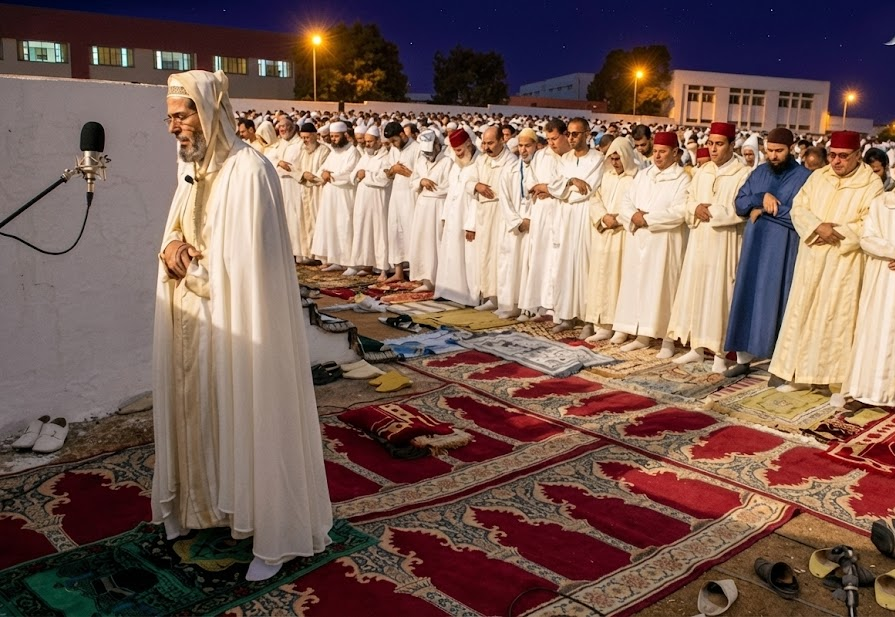 Peaceful architecture and mosques in Morocco during Ramadan