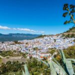 Beautiful green landscapes showing the pleasant weather in April Morocco with wildflowers